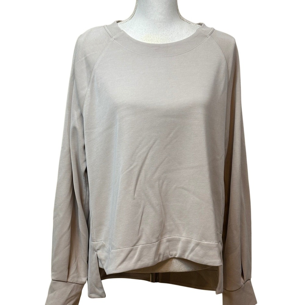 Athleta Beige Tencel Modal Raglan High Low Crewneck Sweatshirt Large